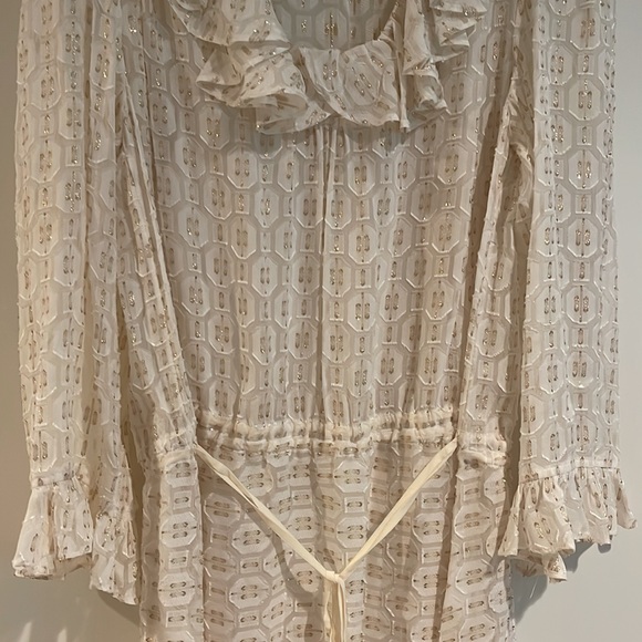 Tory Burch silk ivory dress with gold metallic - Picture 2 of 5
